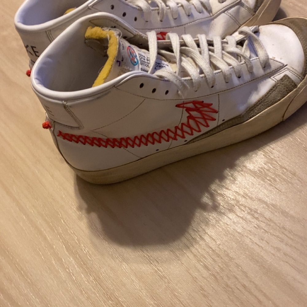 Nike White Red Stitch High-Top Sneakers